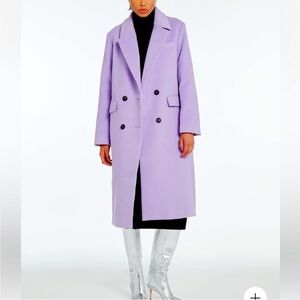 APPARIS Tailored Aaron Long Double Coat Amethyst Lilac Faux Wool Vegan Winter